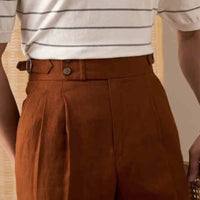 Italian Paris Buckle Double Pleated Western Men's Casual Straight Casual Trousers Prendersons