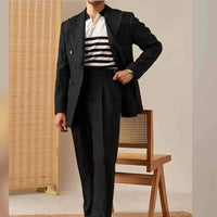Italian Paris Buckle Double Pleated Western Men's Casual Straight Casual Trousers Prendersons