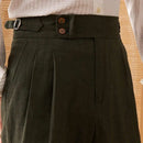 Italian Paris Buckle Double Pleated Western Men's Casual Straight Casual Trousers Prendersons
