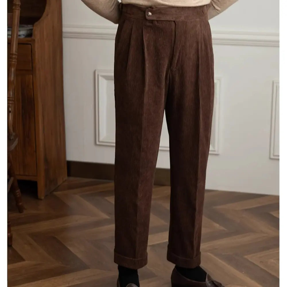 Japanese-style Retro Fashion Corduroy High Waist Suit Pants Prendersons