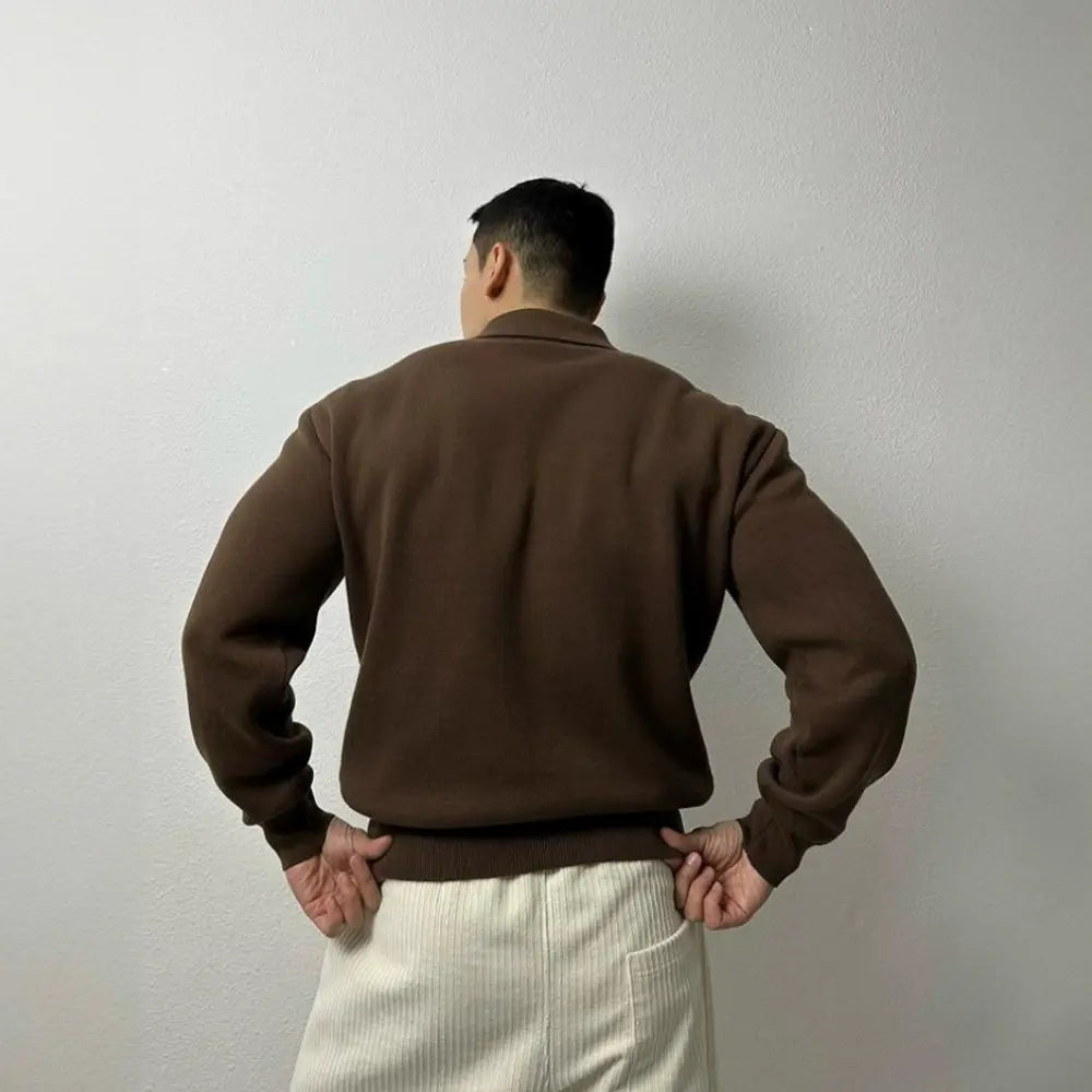 Korean Style Fashionable Lapel Half Long-sleeve Zipper Top Prendersons