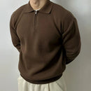 Korean Style Fashionable Lapel Half Long-sleeve Zipper Top Prendersons