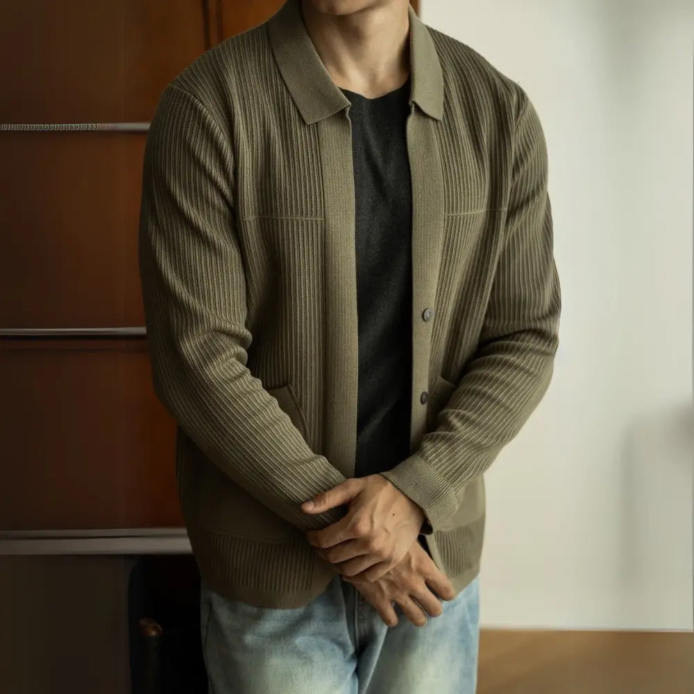 Lapel Knitted Cardigan Long Sleeve Coat Prendersons