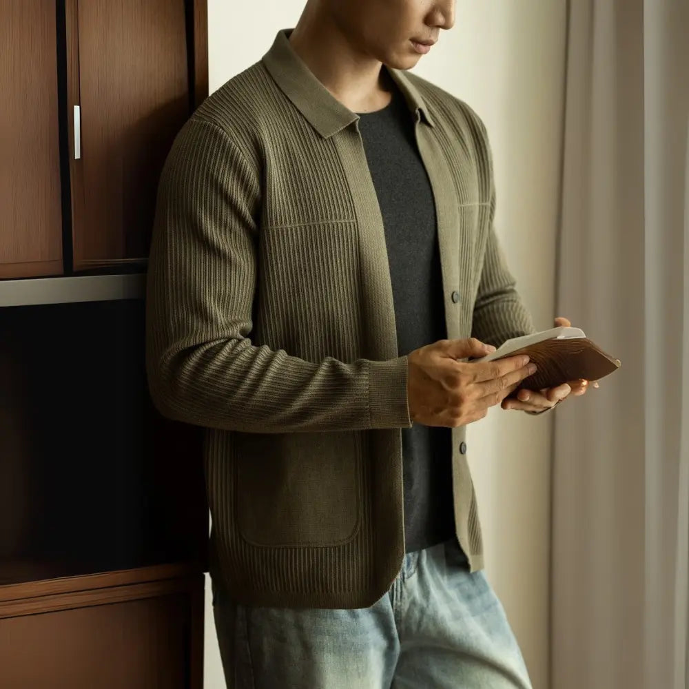 Lapel Knitted Cardigan Long Sleeve Coat Prendersons