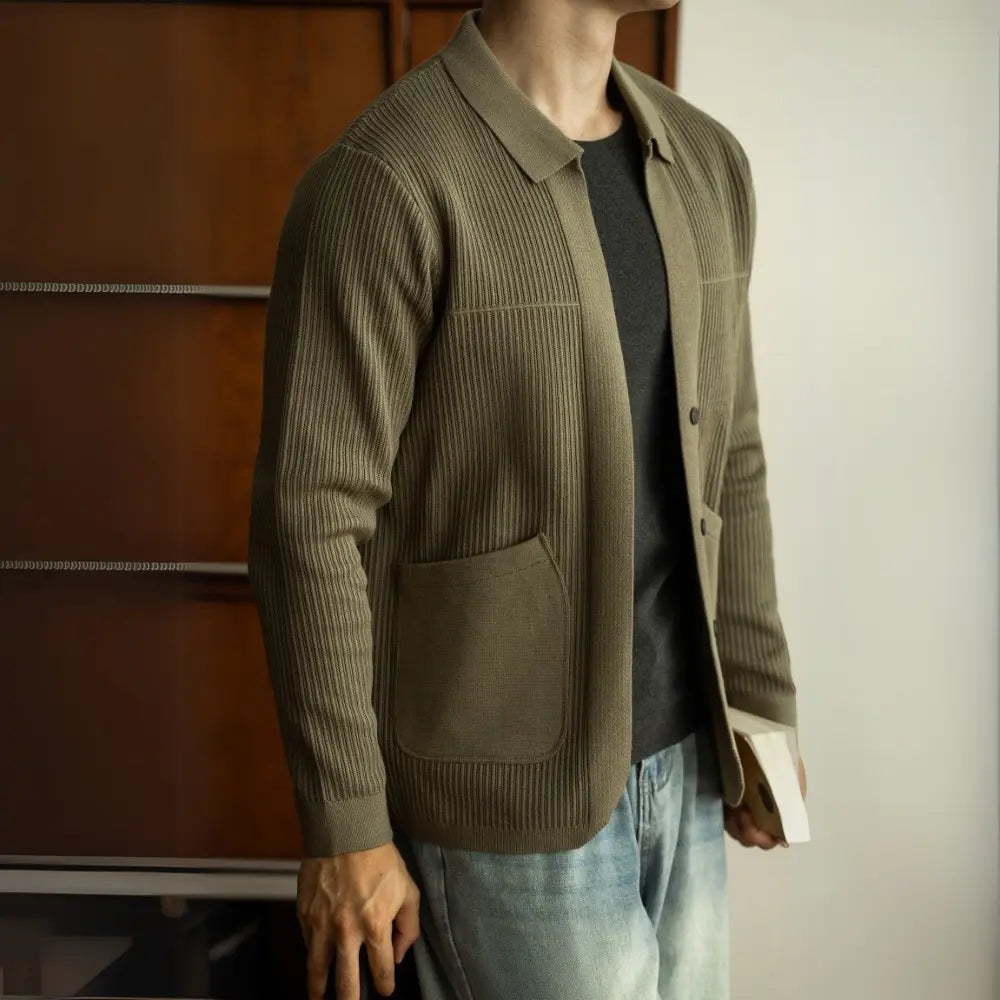 Lapel Knitted Cardigan Long Sleeve Coat Prendersons