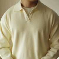 Loose Fit Lapel Long Sleeve Sweater – Apricot, Black & Grey | Base Layer | Old Money Casual Knit Prendersons