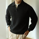 Loose Fit Lapel Long Sleeve Sweater – Apricot, Black & Grey | Base Layer | Old Money Casual Knit Prendersons