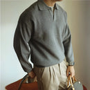 Loose Fit Lapel Long Sleeve Sweater – Apricot, Black & Grey | Base Layer | Old Money Casual Knit Prendersons