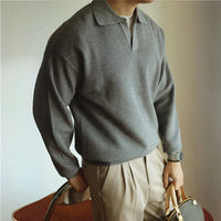 Loose Fit Lapel Long Sleeve Sweater – Apricot, Black & Grey | Base Layer | Old Money Casual Knit Prendersons