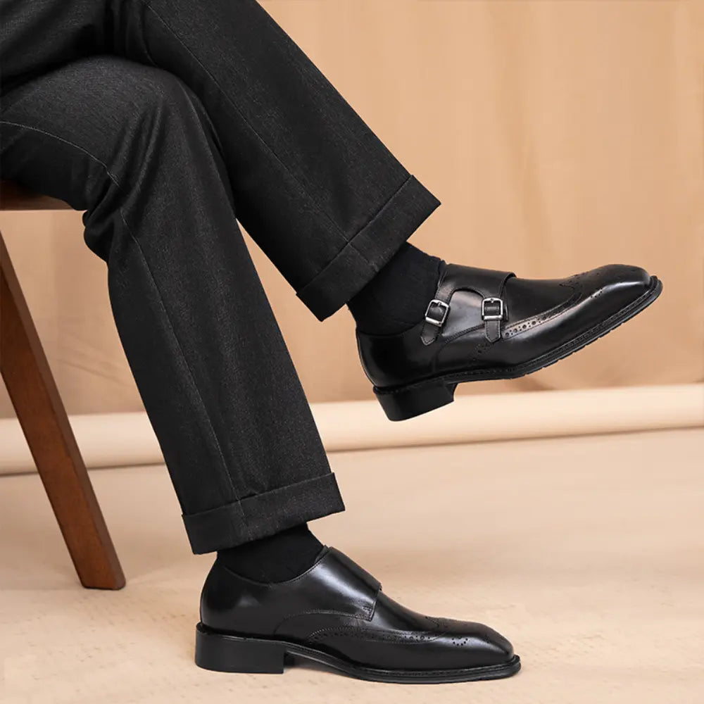 Leisure British Leather Square Toe Shoes – Brown | Buckle Loafers | Old Money Detail