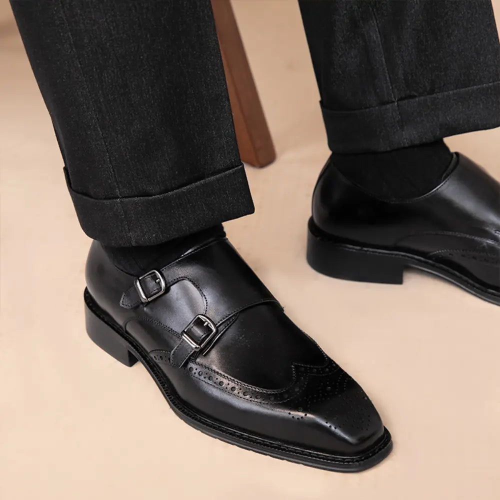 Leisure British Leather Square Toe Shoes – Brown | Buckle Loafers | Old Money Detail