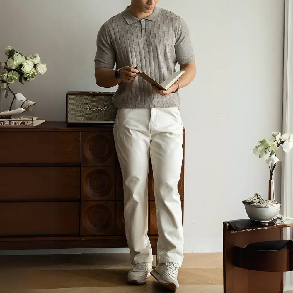 Light Luxury High-end Machine Washable Wool Short-sleeved Polo Shirt Prendersons