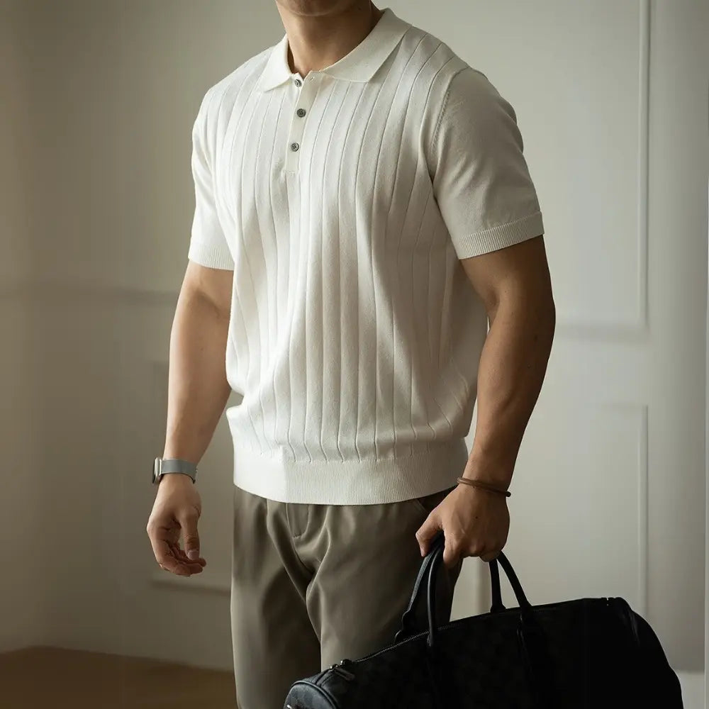 Light Luxury High-end Machine Washable Wool Short-sleeved Polo Shirt Prendersons