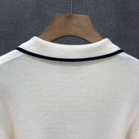 Lightly Mature Casual Polo Collar Sweater Men – Black & White | Leisurewear | Old Money Knit Pullover Prendersons