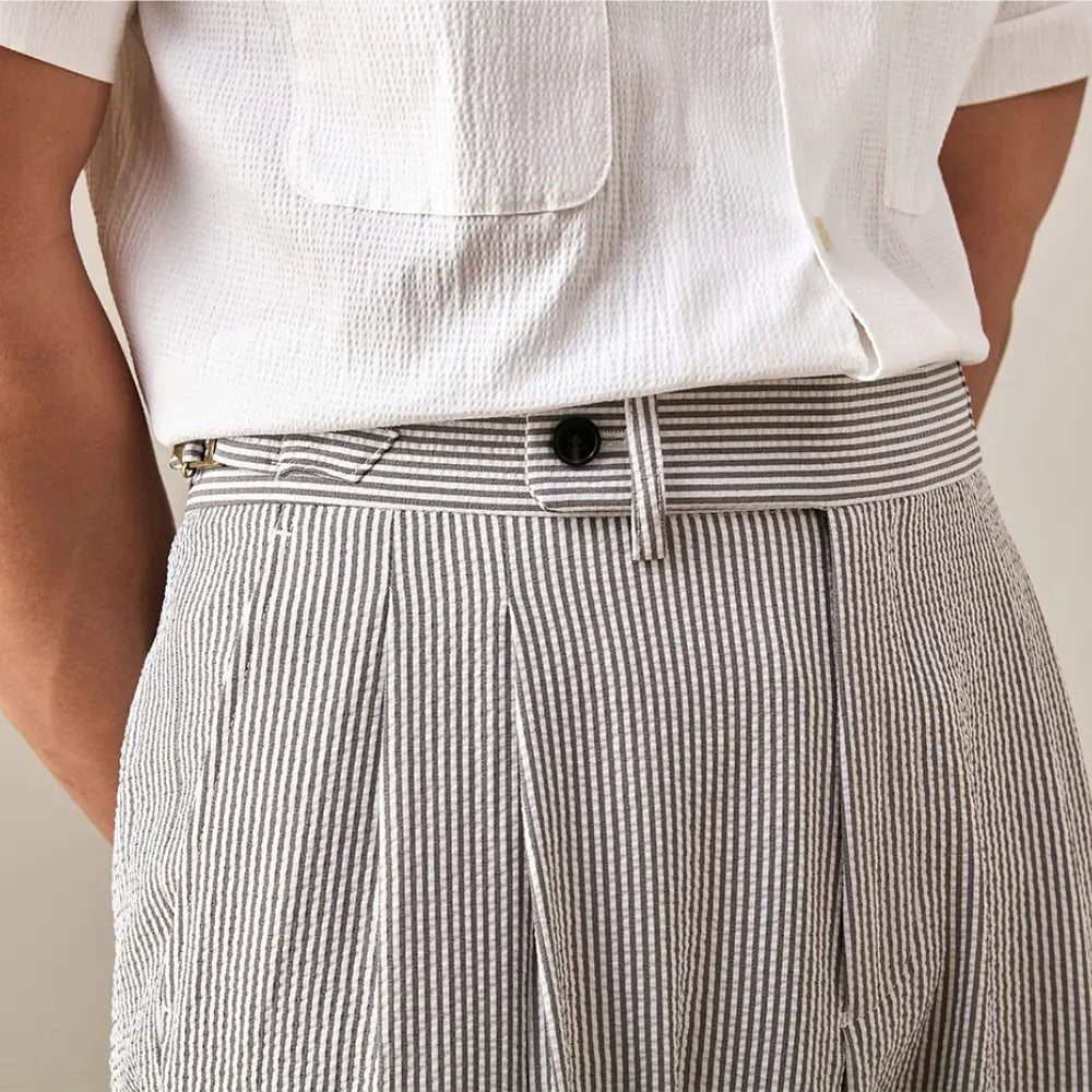 Lightweight And Breathable Foam Gauze Striped Casual Trousers Prendersons