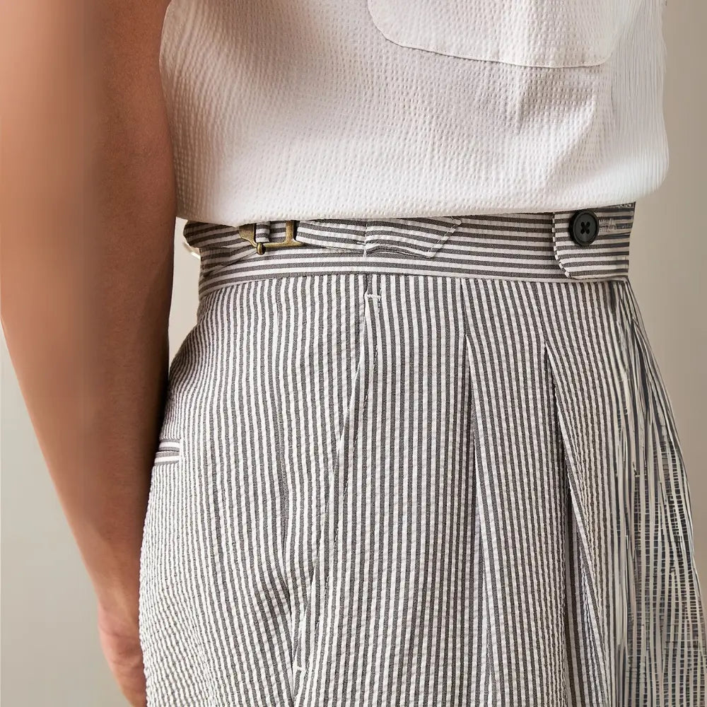 Lightweight And Breathable Foam Gauze Striped Casual Trousers Prendersons