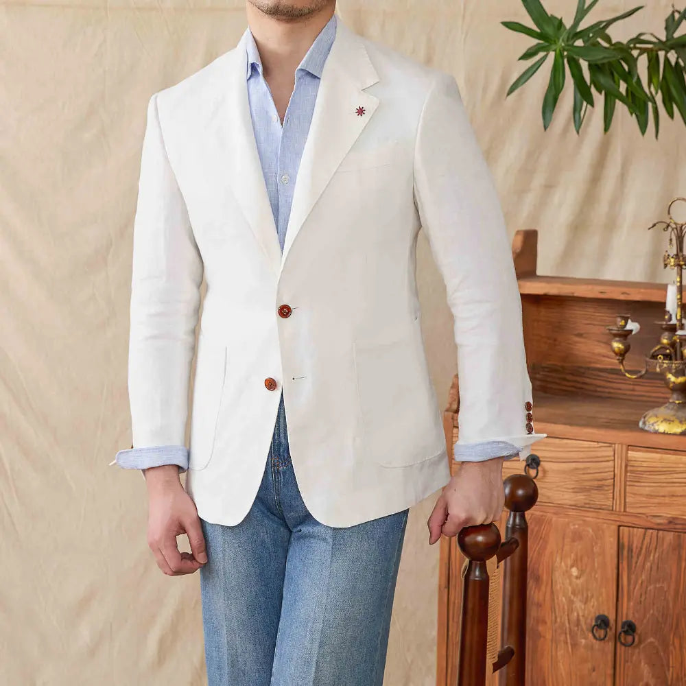 Lightweight Semi-lined Casual Pure Linen Suit Jacket Prendersons
