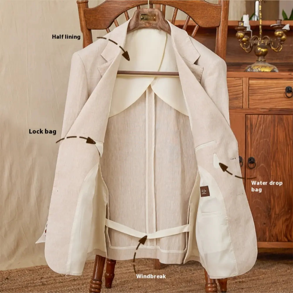 Lightweight Semi-lined Casual Pure Linen Suit Jacket Prendersons