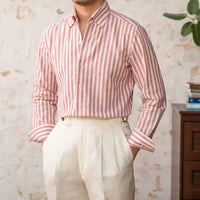 Linen Collar Slim Fit Business Casual Striped Long Sleeve Shirt Prendersons