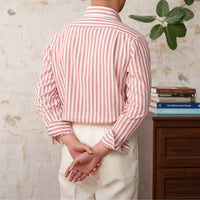 Linen Collar Slim Fit Business Casual Striped Long Sleeve Shirt Prendersons