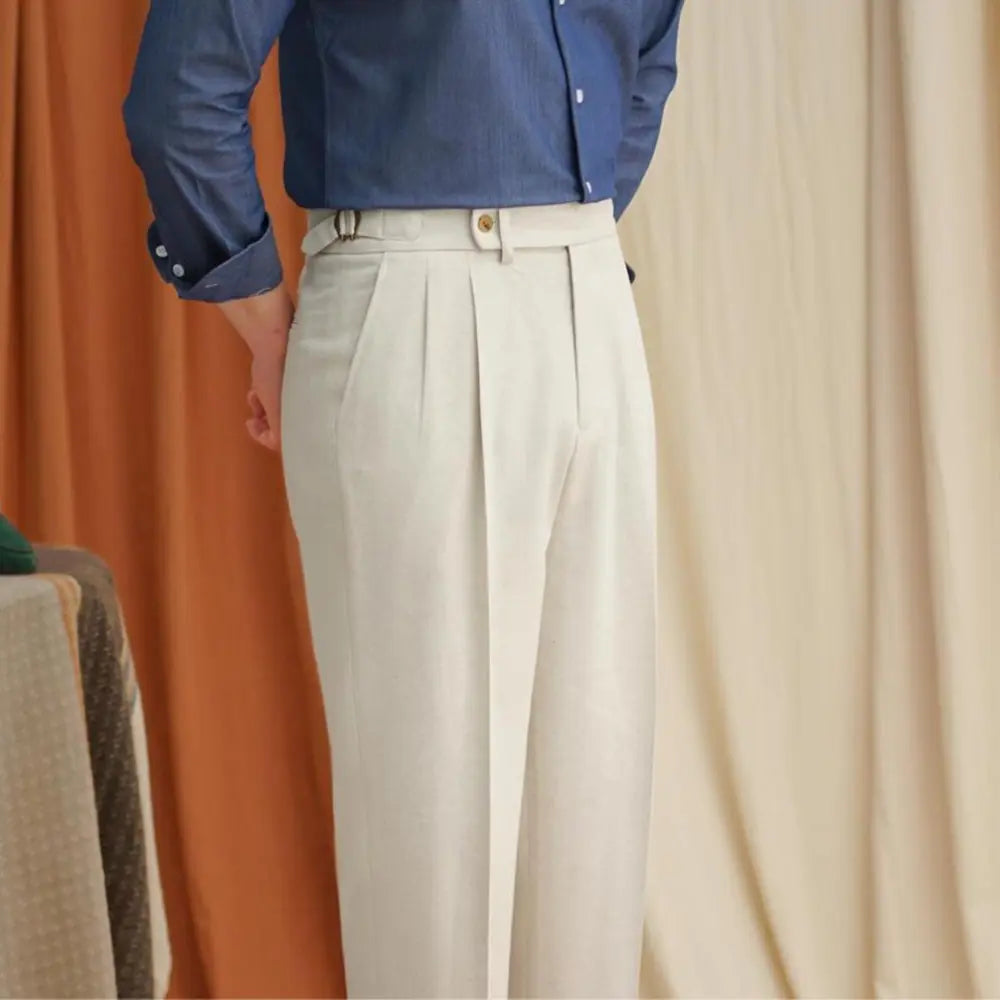 Straight Fit Linen Pants – Khaki, Beige, Light Grey | Summer Leisure | Lightweight & Anti-Wrinkle