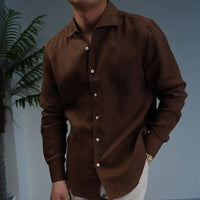 Linen One-piece Collar Business Casual Men's Breathable Long Sleeves Shirt Prendersons