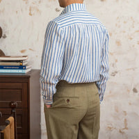 Linen Striped Long-sleeved Shirt With One Collar Prendersons