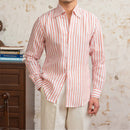 Linen Striped Long-sleeved Shirt With One Collar Prendersons