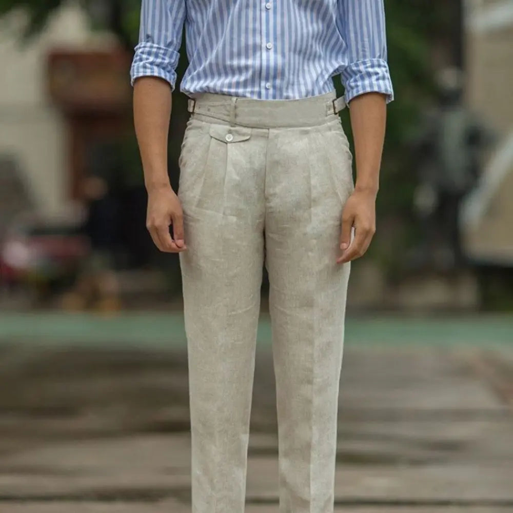 Slim fit linen trousers