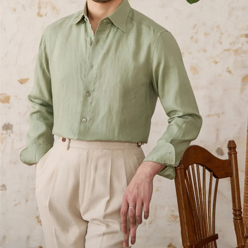 Relaxed Fit Long Sleeve Linen Men's Shirts – Blue & Earth Tones | Spring Staple