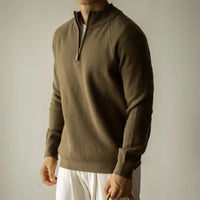 Machine Washable Wool Men's Warm Half Turtleneck Zipper Sweater Prendersons