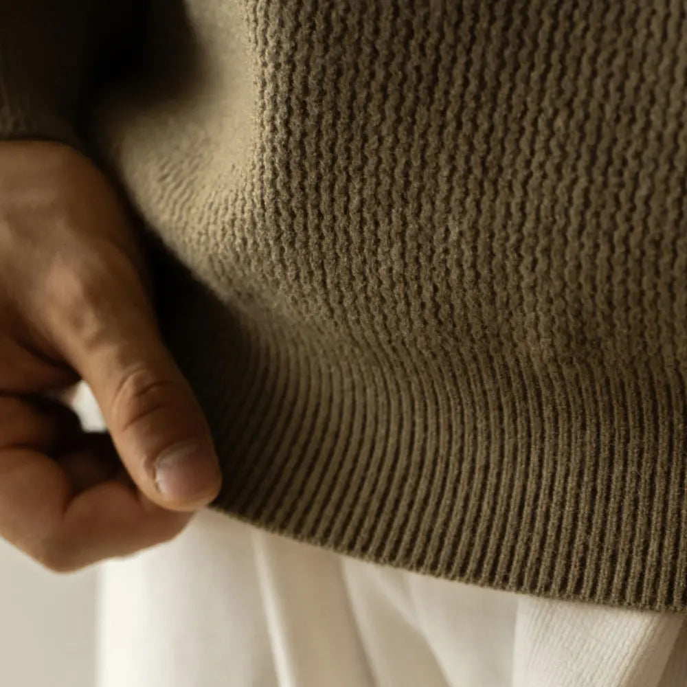 Machine Washable Wool Men's Warm Half Turtleneck Zipper Sweater Prendersons