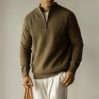 Machine Washable Wool Men's Warm Half Turtleneck Zipper Sweater Prendersons