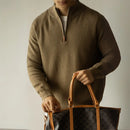 Machine Washable Wool Men's Warm Half Turtleneck Zipper Sweater Prendersons