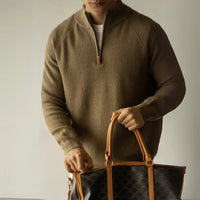 Machine Washable Wool Men's Warm Half Turtleneck Zipper Sweater Prendersons