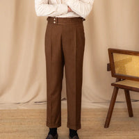Men's Adjustable Buckle High Waist Straight Casual Suit Pants Prendersons
