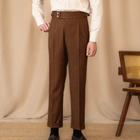 Men's Adjustable Buckle High Waist Straight Casual Suit Pants Prendersons