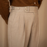 Men's Adjustable Buckle High Waist Straight Casual Suit Pants Prendersons