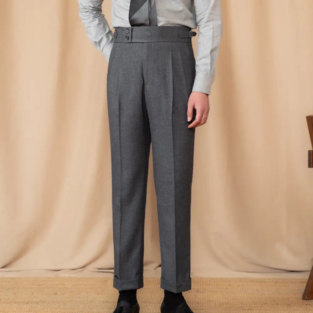 Men's Adjustable Buckle High Waist Straight Casual Suit Pants Prendersons