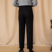 Men's Adjustable Buckle High Waist Straight Casual Suit Pants Prendersons