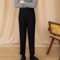 Men's Adjustable Buckle High Waist Straight Casual Suit Pants Prendersons