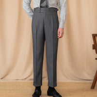 Men's Adjustable Buckle High Waist Straight Casual Suit Pants Prendersons