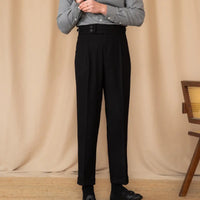 Men's Adjustable Buckle High Waist Straight Casual Suit Pants Prendersons