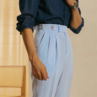 Loose fit blue casual trousers