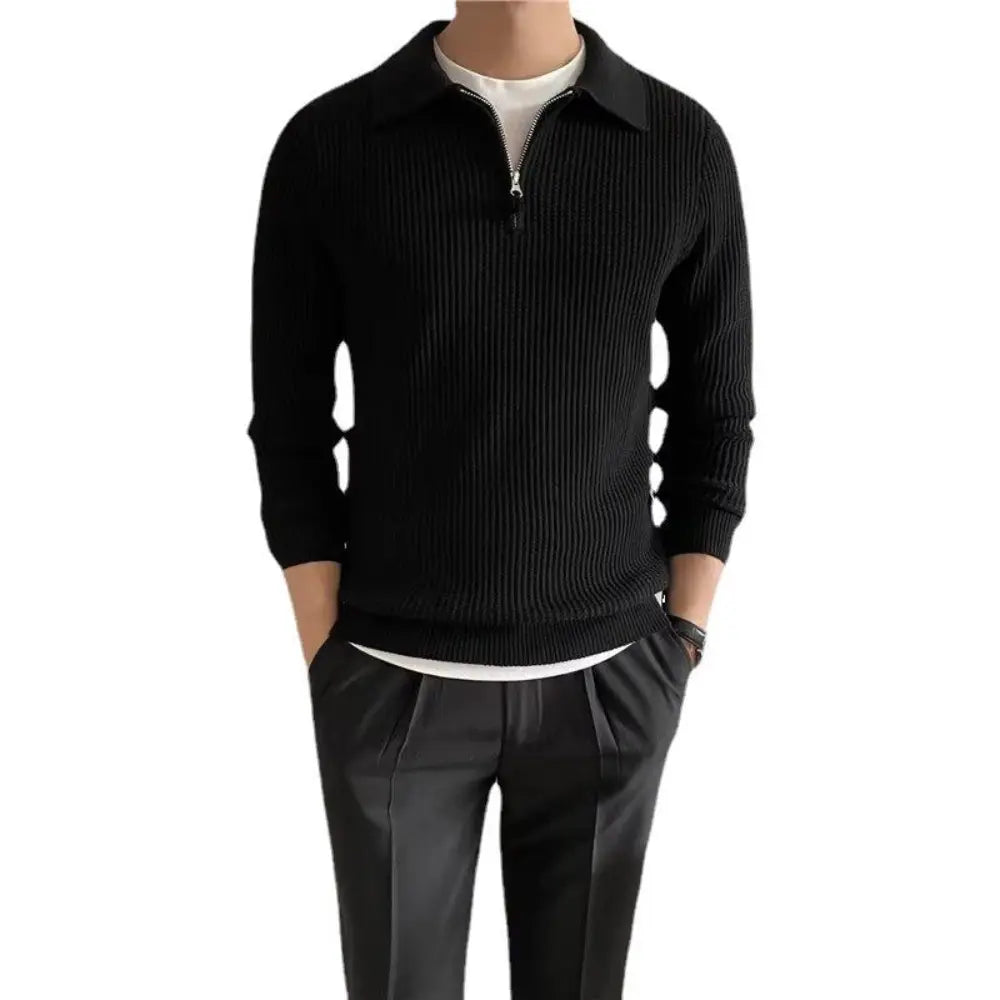 Men's All-match Solid Color Sweater Pullover Sweater - White & Black | Leisurewear | Old Money Classic Knit Prendersons