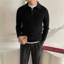 Men's All-match Solid Color Sweater Pullover Sweater - White & Black | Leisurewear | Old Money Classic Knit Prendersons