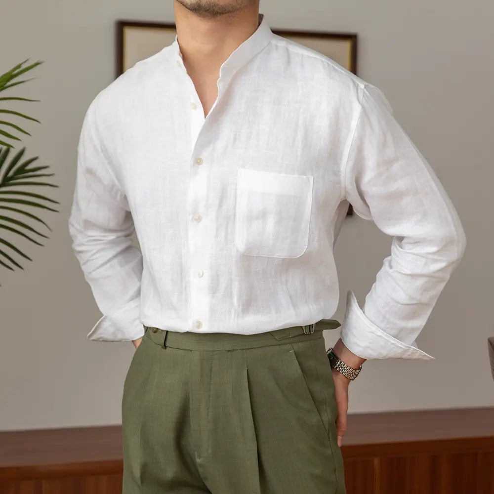 Relaxed Fit Men's Linen Shirt – White | Summer Staple | Breathable Old Money Style