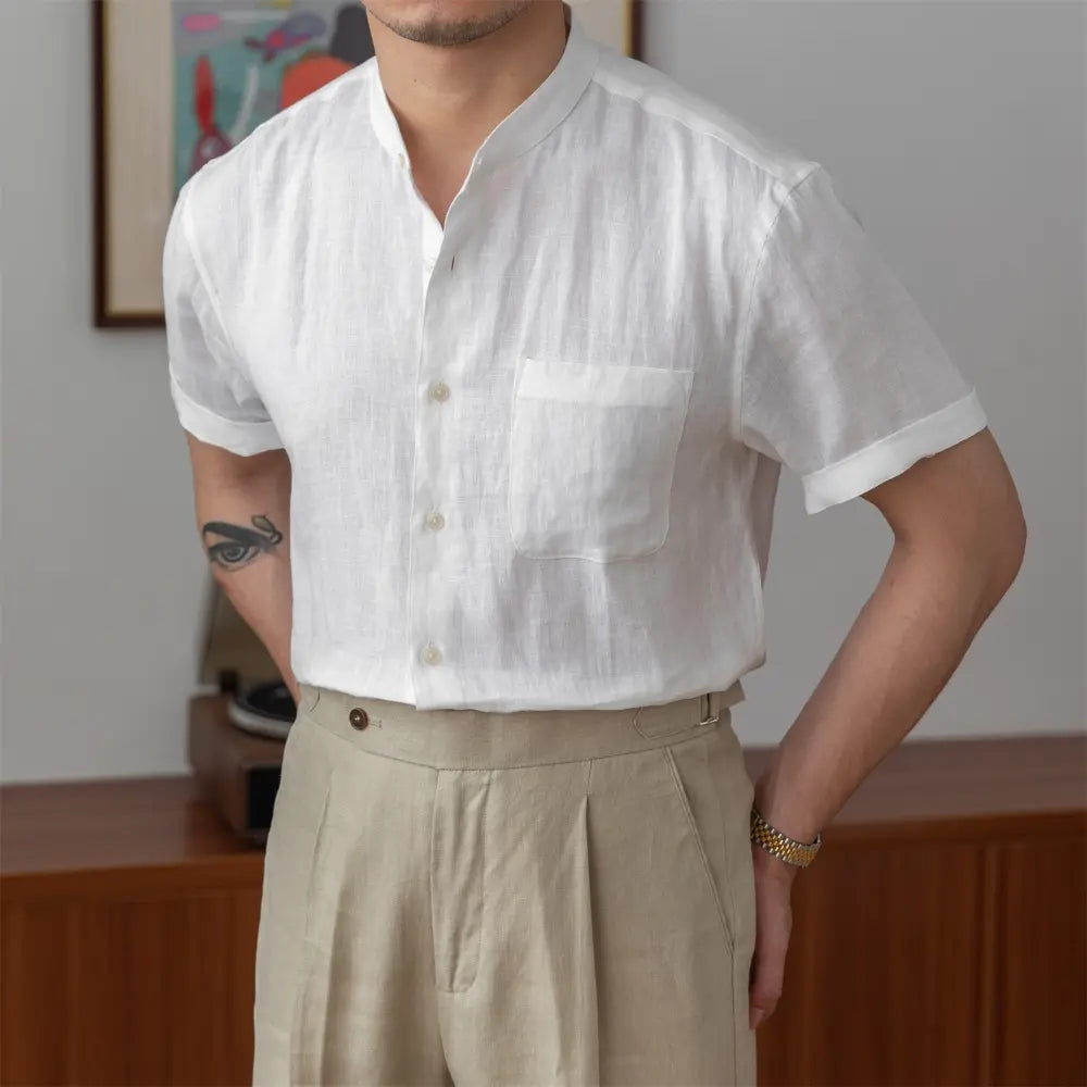 Relaxed Fit Men's Linen Shirt – White | Summer Staple | Breathable Old Money Style
