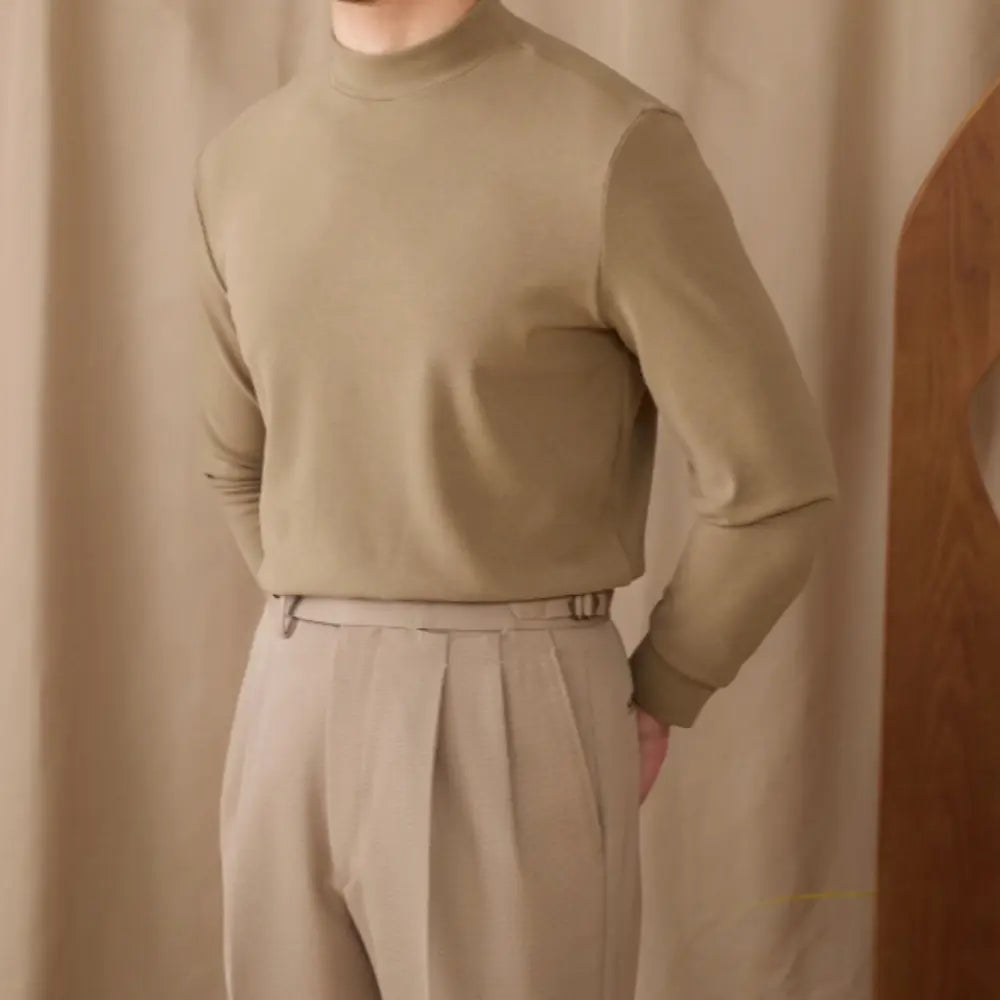 Men's Commuting Repair Height Elastic Warm Half High Neck Sweater – Winter Comfort | Old Money Aesthetic