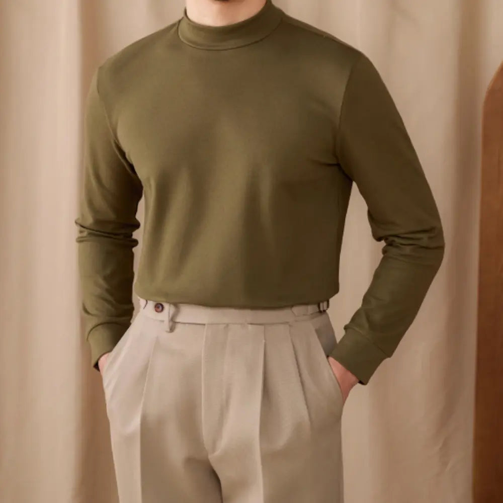 Men's Commuting Repair Height Elastic Warm Half High Neck Sweater – Winter Comfort | Old Money Aesthetic Prendersons